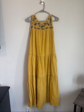 Max Studio Yellow Embroidered Maxi Dress